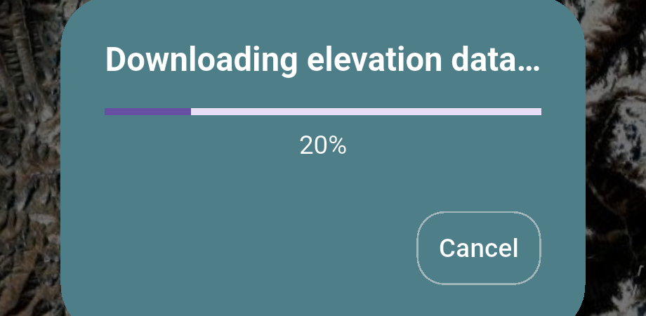 Download progress dialog showing a percentage and a Cancel button