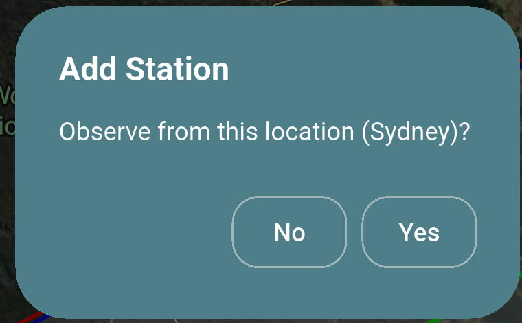 Dialog asking to observe from a named saved site
